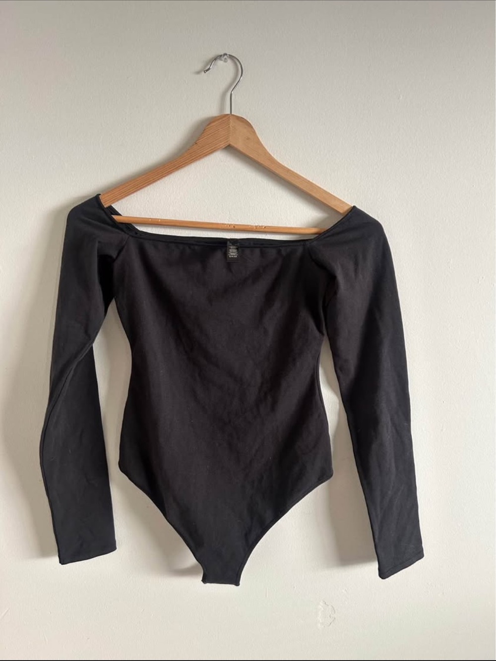 Skims Black Long-Sleeve Off-Shoulder Bodysuit - Picture 1 of 3